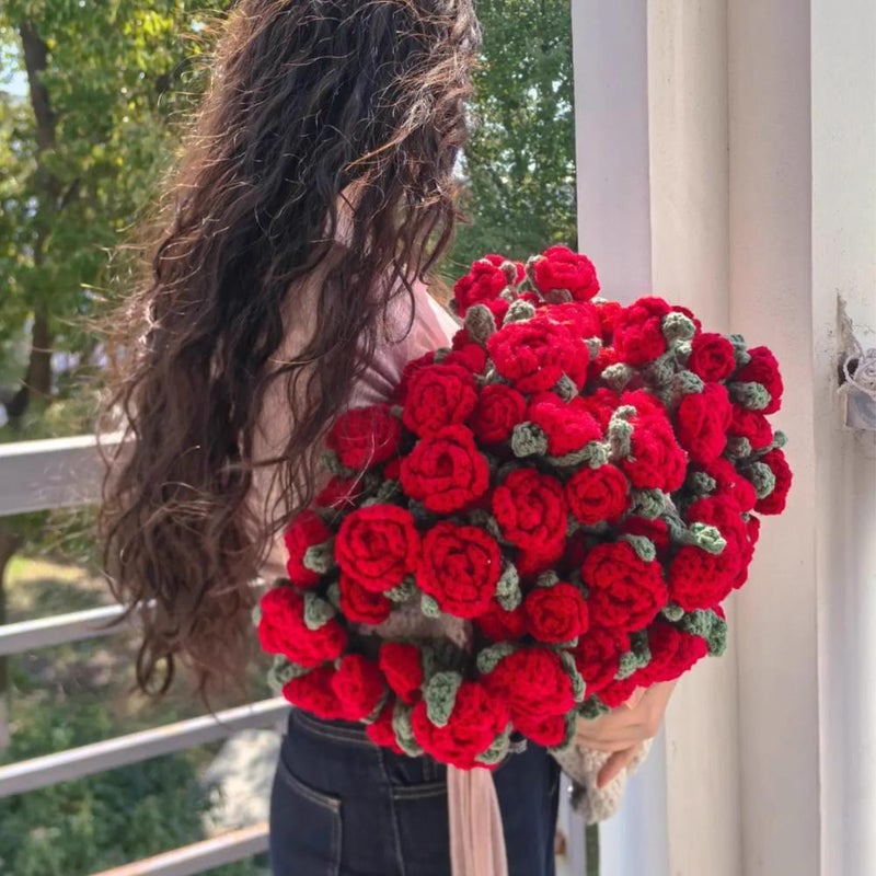 بطانية باقة زهور كروشيه، بطانيات باقة ورد مصنوعة يدويًا، بطانية مزخرفة من الصوف، بطانيات زهرية للأريكة كهدية للأم، باقات باريسية لعيد الأم أو عيد الميلاد، - Image 4
